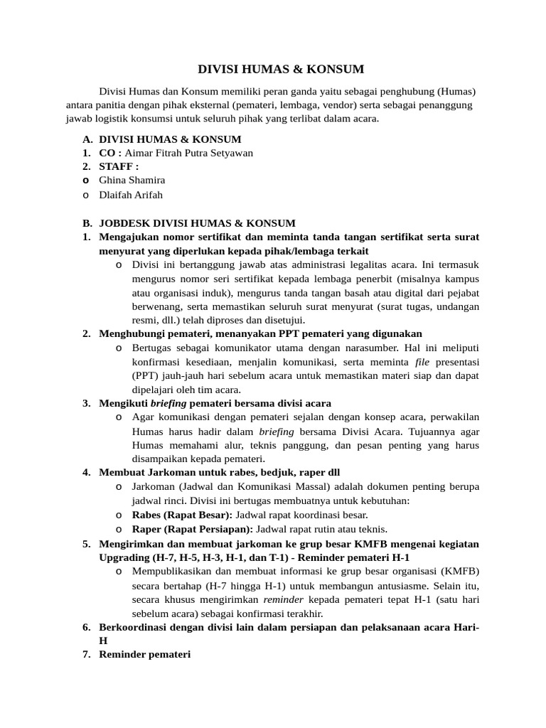 Notulen Divisi Humas | PDF