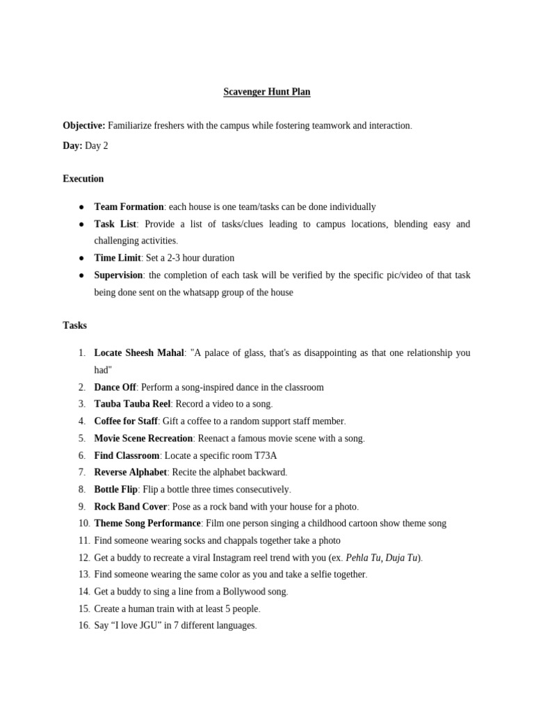 Scavenger Hunt | PDF
