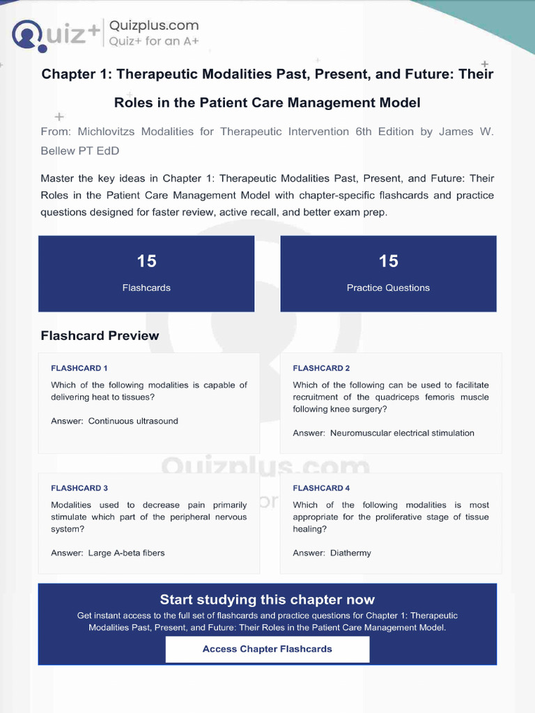 Flashcards for Chapter 1 Therapeutic Modalities Past Present and Future ...