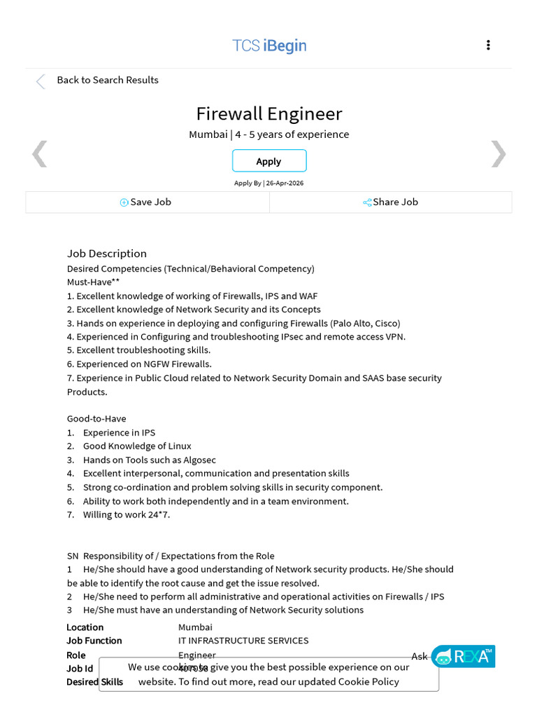 TCS IBegin Firewall Engineer | PDF | Firewall (Computing) | Computing