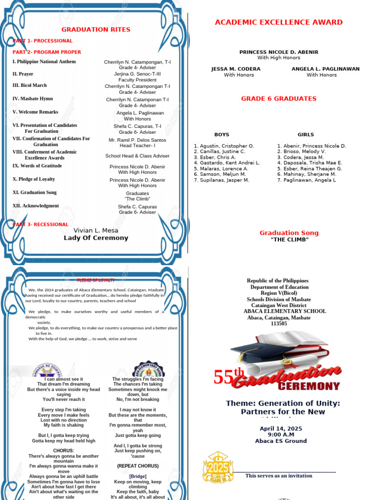 Grade 6 Graduation 2024 2025 | PDF
