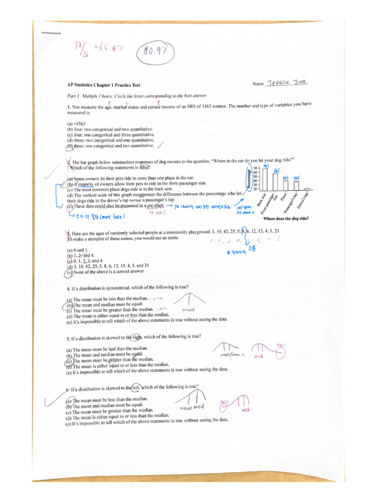 AP Statistics Chapter 1 Practice Test | PDF