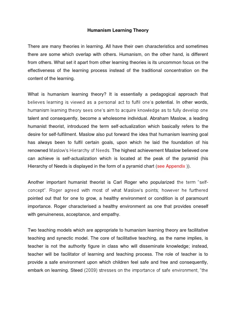 Humanism Learning Theory Explained | PDF | Self Actualization ...