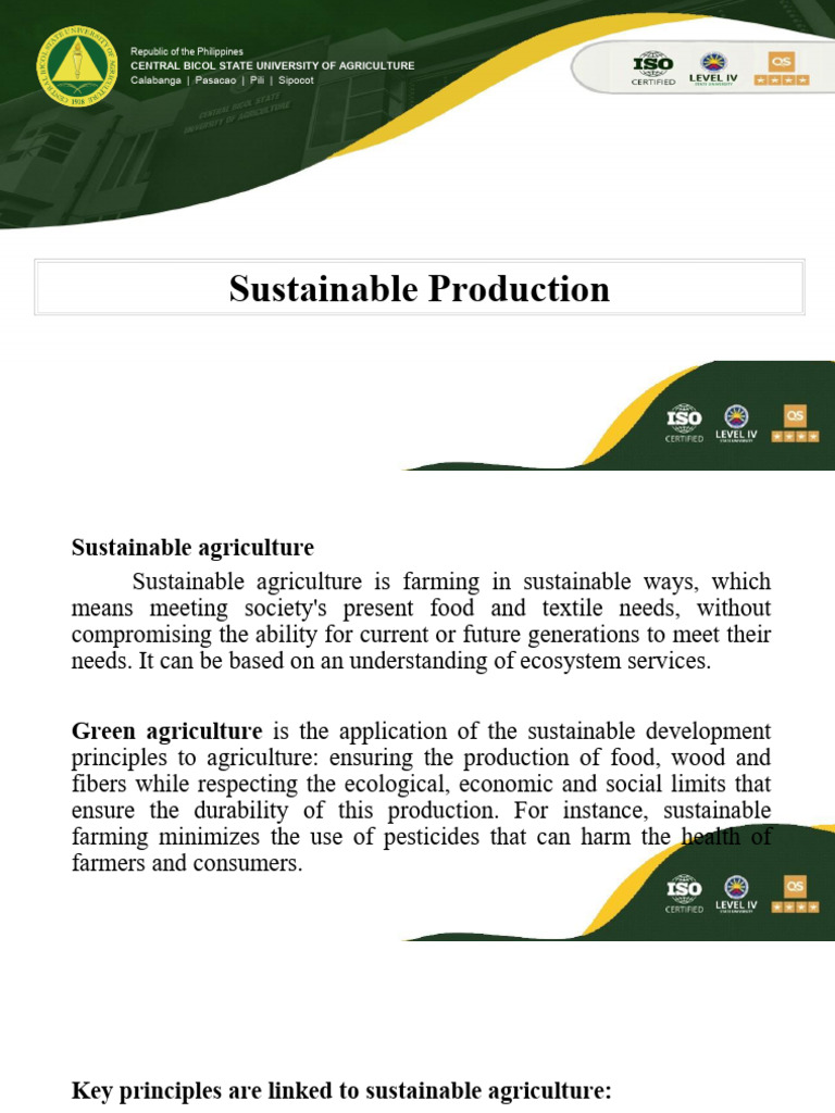 15. Sustainable Production | PDF | Sustainable Agriculture | Agriculture
