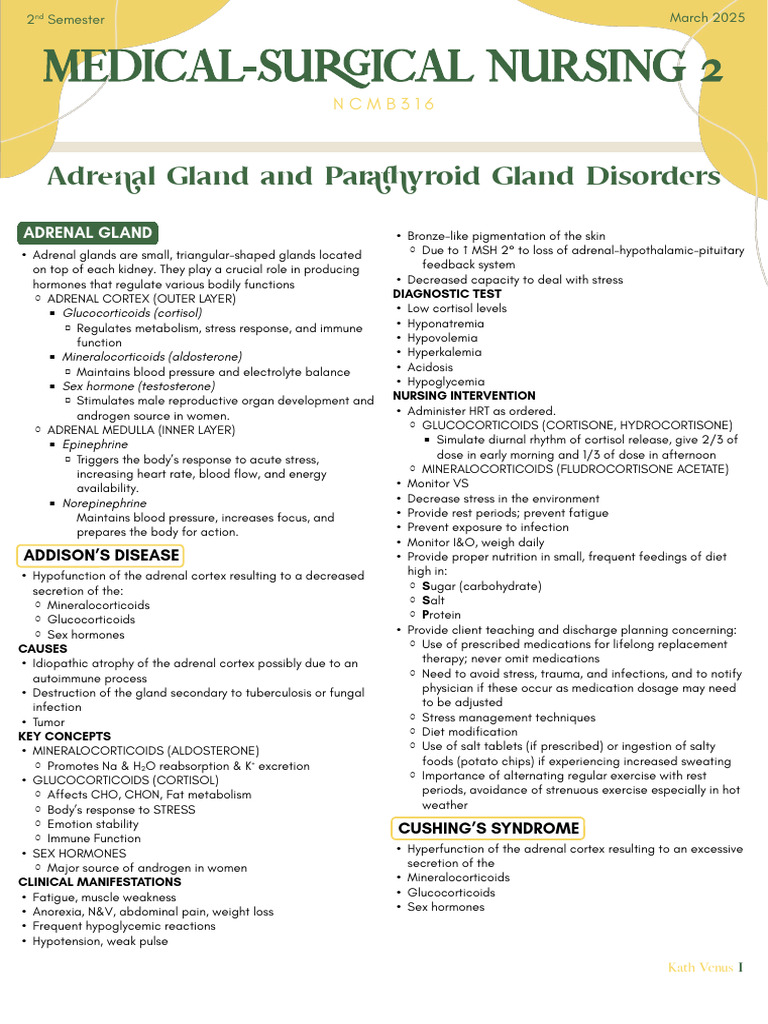 2.08 - Adrenal Gland and Parathyroid Gland Disorders | PDF | Adrenal ...