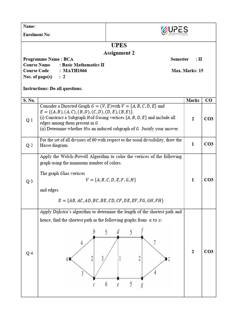 Assignment 2 MATH 1066 2026 | PDF | Mathematical Concepts | Theoretical ...