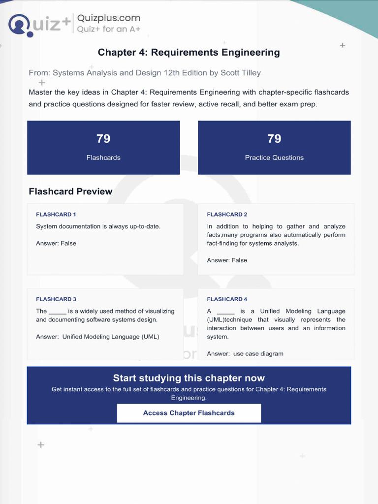 Flashcards for Chapter 4 Requirements Engineering | PDF