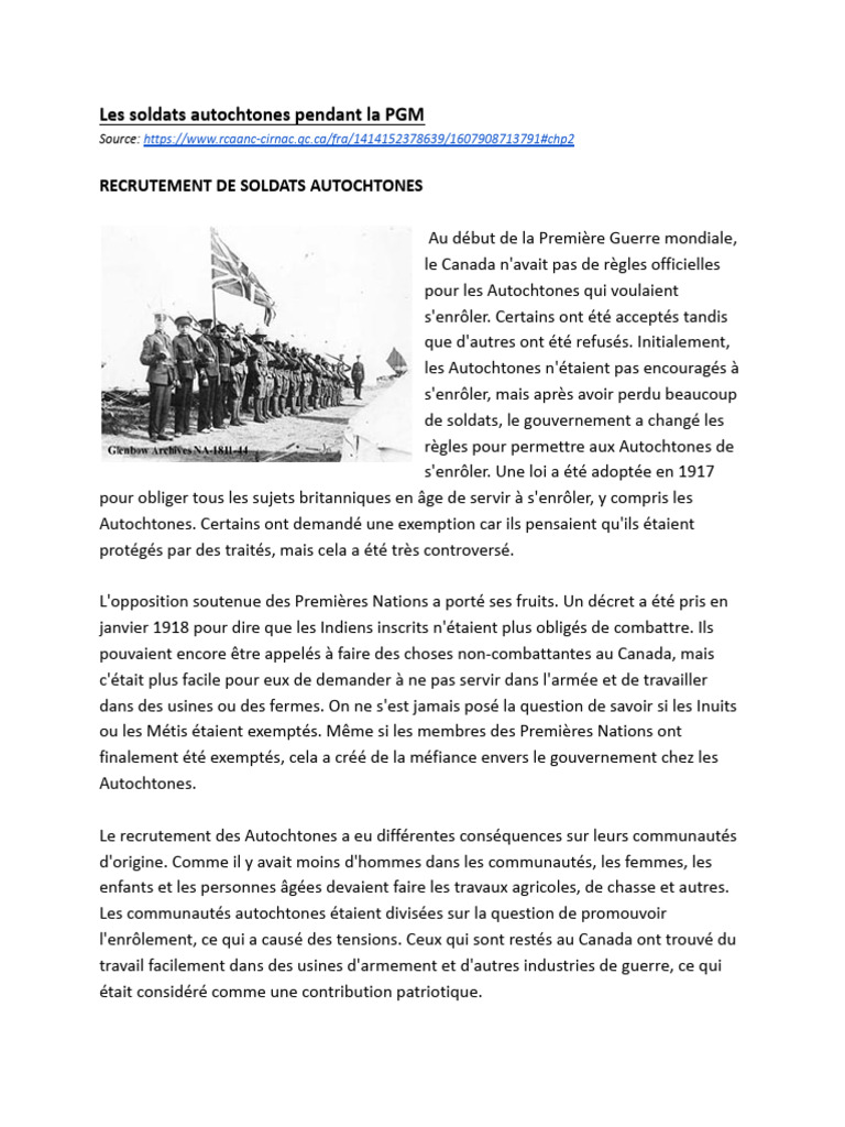 Les Soldats Autochtones | PDF | Canada