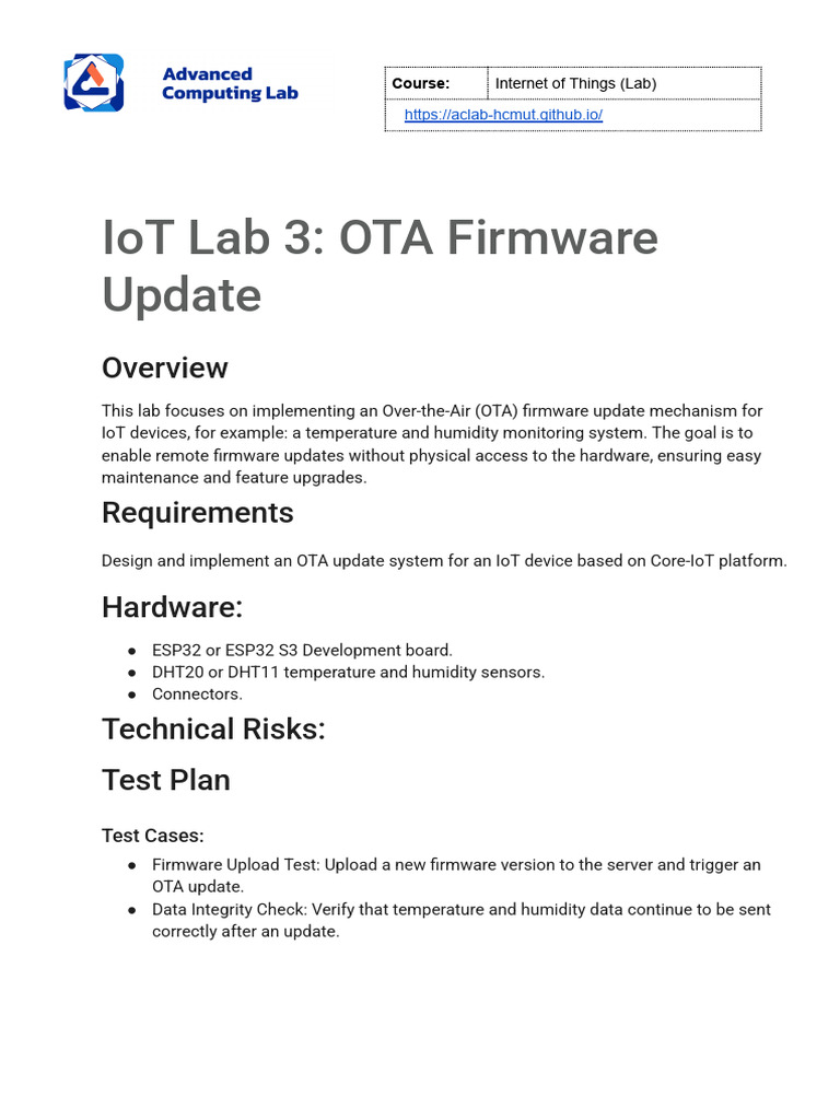 IoT Lab 3 - OTA Firmware Update | PDF