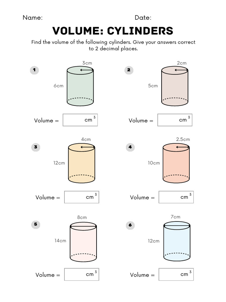 Multicoloured Volume of Cylinders - Printable Worksheet_20260428_080144 ...