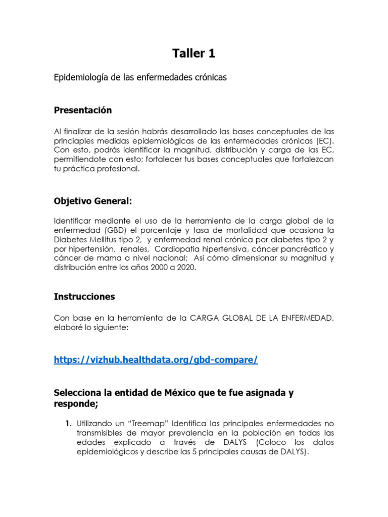 2026 T1 Ejercicio Carga de La Enfermedad ECNT | PDF | Diabetes ...