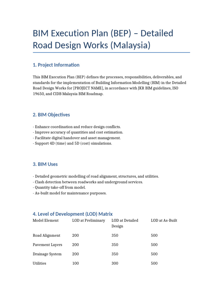 BEP Detailed Road Design JKR Compliant | PDF | Building Information ...
