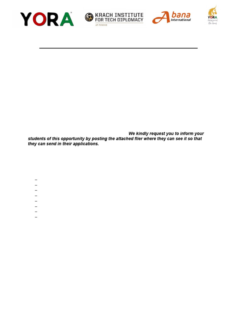 2026 YORA Special Internship Notice | PDF