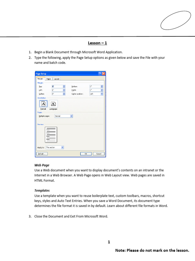 Ms Word Lesson Nhyctc | PDF | Microsoft Word | World Wide Web