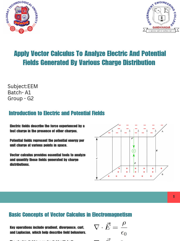Apply Vector Calculus to Analyze Electric and Potential Fields ...