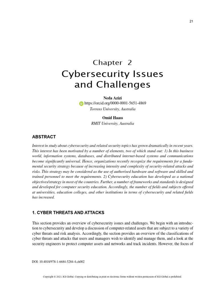 Cybersecurity Issues and Challenges | PDF | Encryption | Cryptography