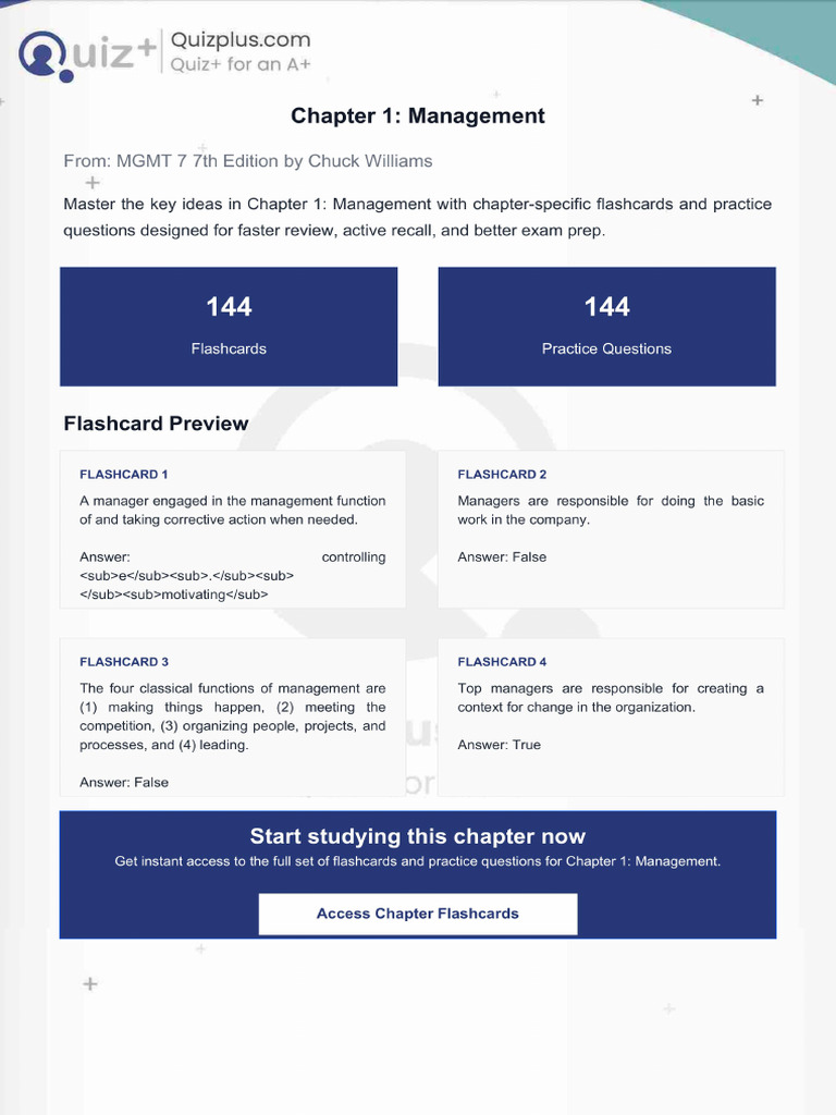 Flashcards for Chapter 1 Management | PDF