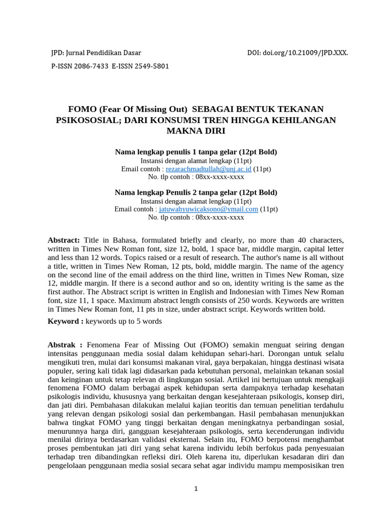 Template Jurnal Pendidikan Dasar (1) - Copy | PDF