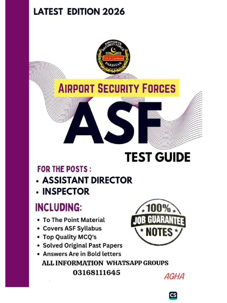 Asf Inspector & Ad Solved Past Papers | PDF