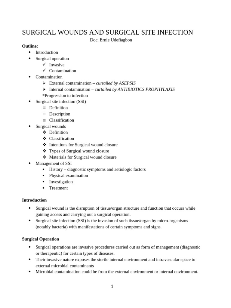 SURGICAL WOUNDS, SURGICAL SITE INFECTION | PDF | Surgery | Wound