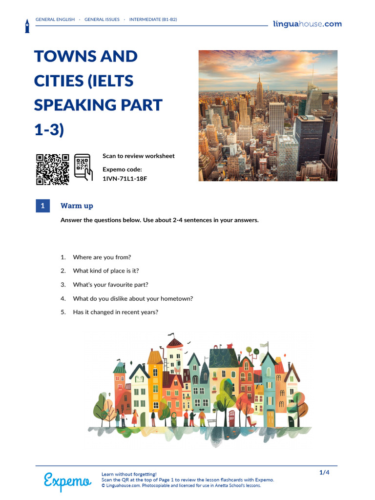 Towns and Cities Ielts Speaking Part 1 3 British English Teacher | PDF