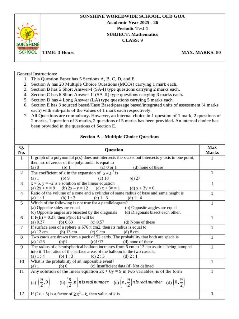 9 grade PT4 2025-26 final | PDF | Rectangle | Area