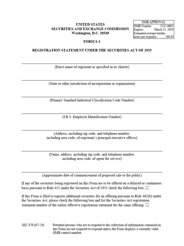 forms-1 | PDF | Regulation S K | Form 10 K