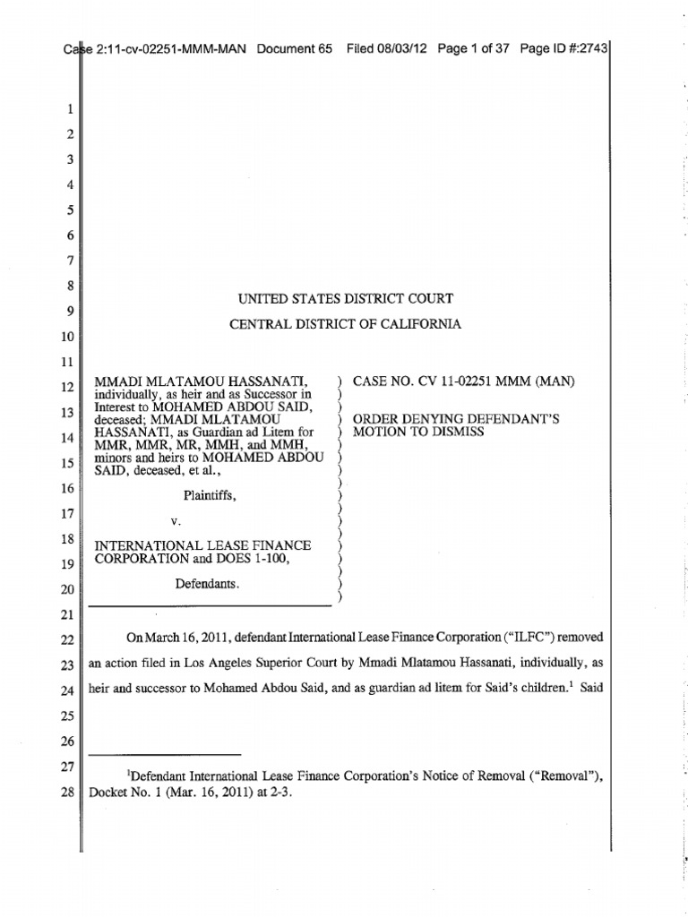 Order Denying Motion To FNC Motion To Dismiss PDF