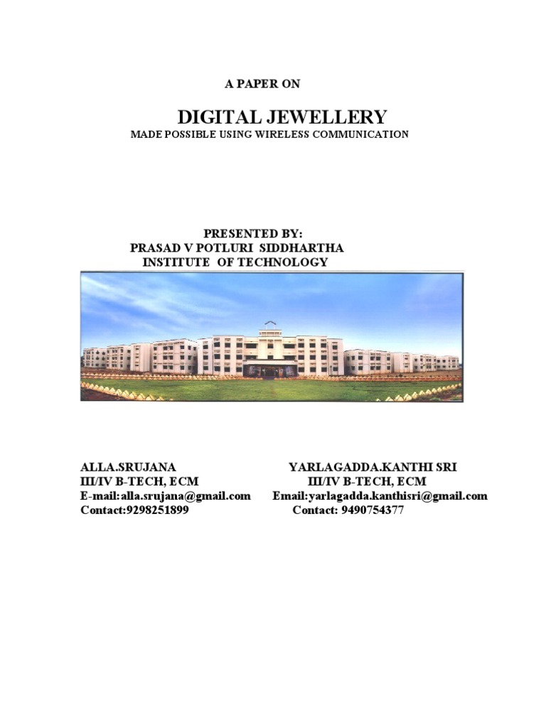 On Digital Jewellery PDF Personal Computers Telephone