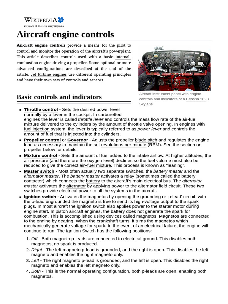 Aircraft Engine Controls | PDF | Carburetor | Throttle