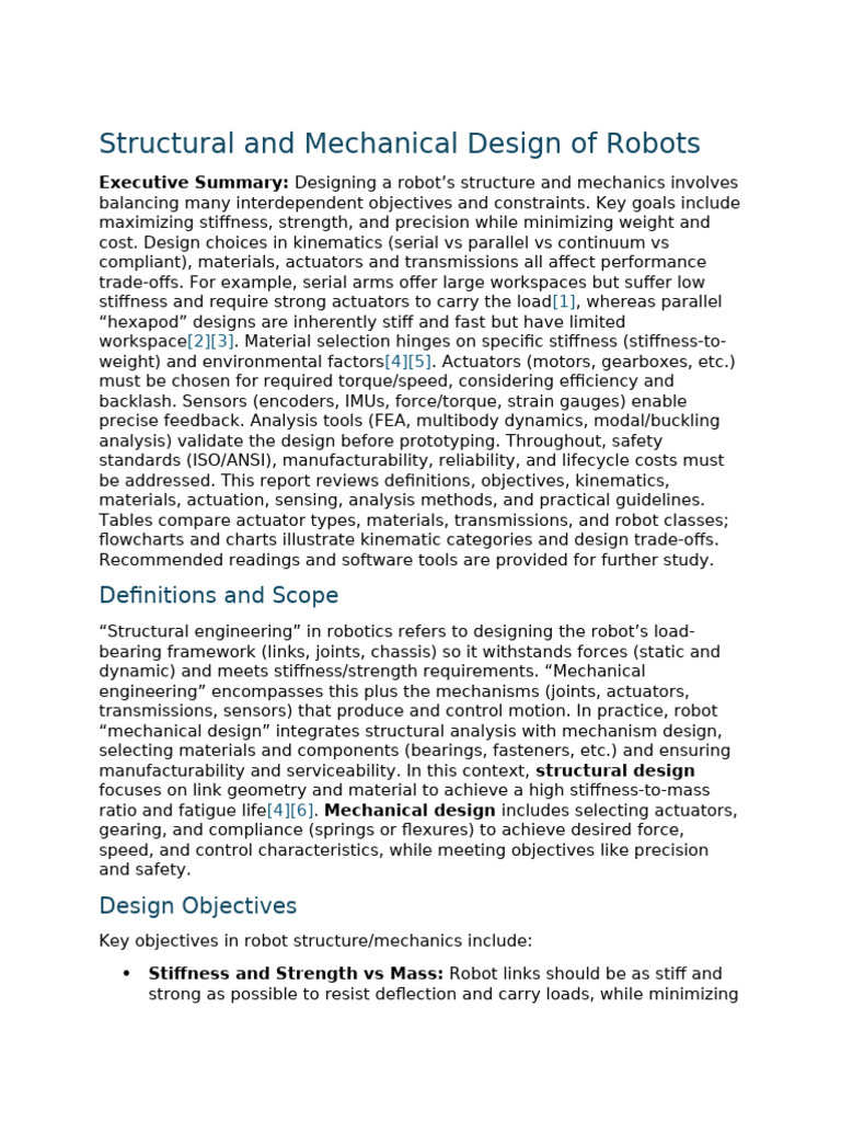Structural and Mechanical Design of Robots | PDF | Electric Motor ...