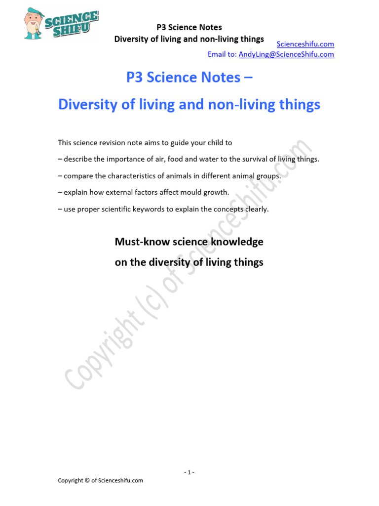 Primary 3 Science Notes - Diversity of Living and Non-Living Things ...