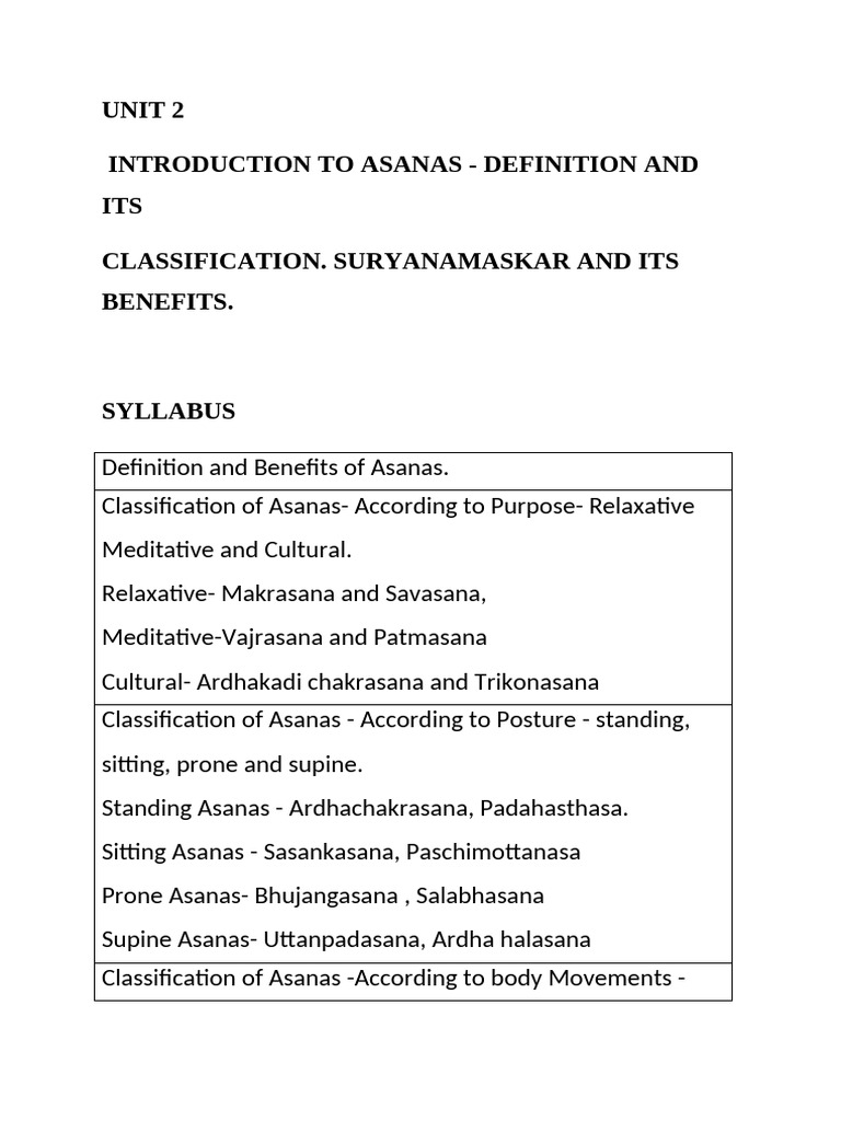 UNIT 2 | PDF | Asana | Relaxation (Psychology)
