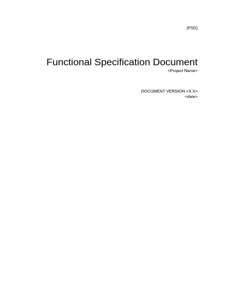 TEMPLATE - Functional Specification Document (FSD) | PDF