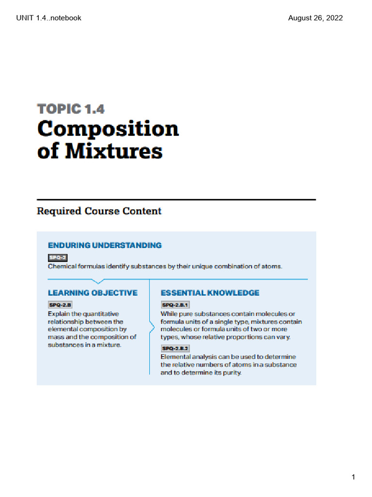 1.4 Composition of Mixtures (1) | PDF | Mixture | Molecules