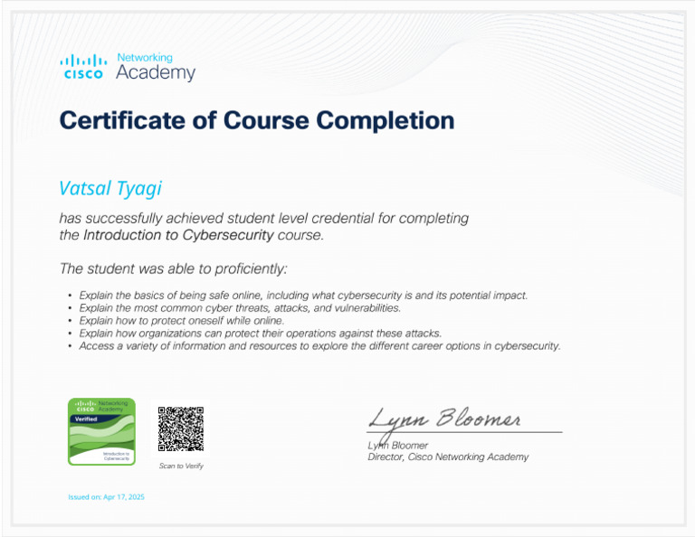 CISCO Cybersecurity Badge | PDF