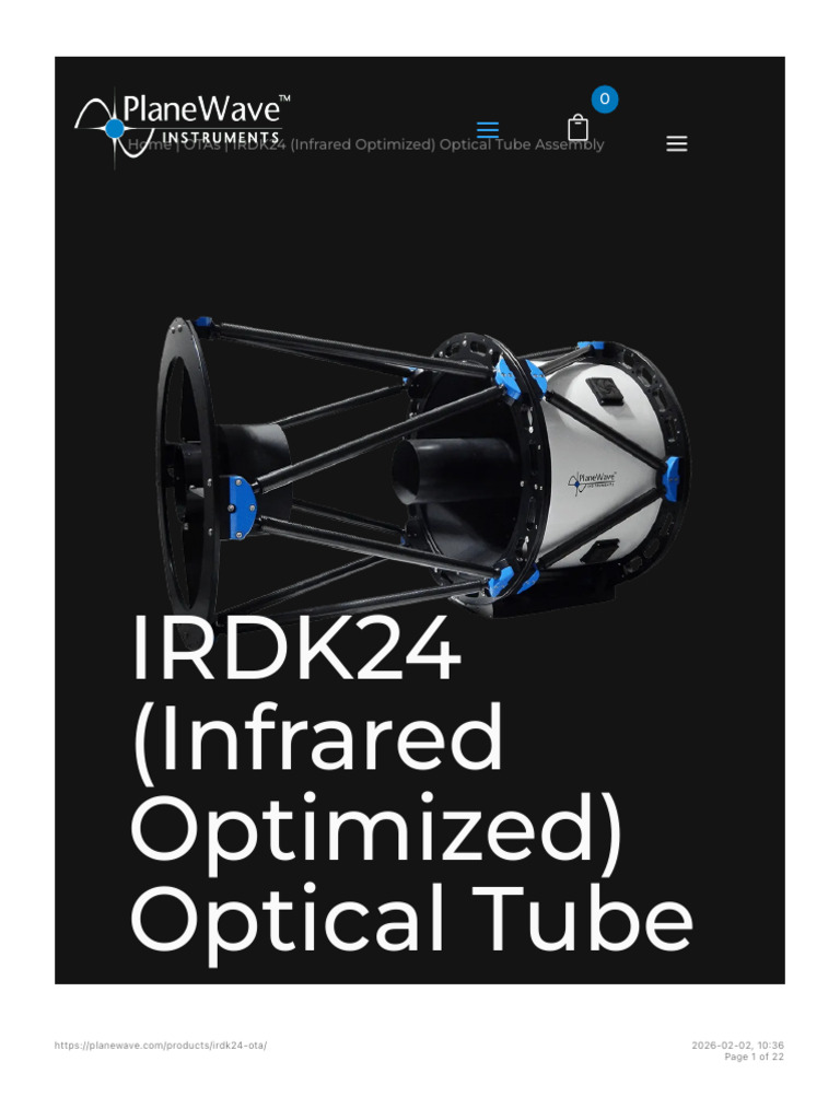 IRDK24 (Infrared Optimized) Optical Tube Assembly | PlaneWave ...