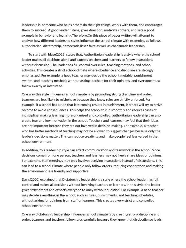 EPS Assignment Year 2 | PDF | Teachers | Leadership