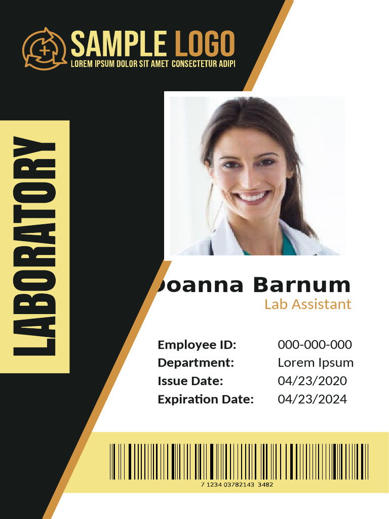 Lab Assistant Id Card Template | PDF