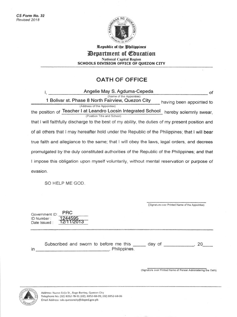 Oath of Office Form.pdf | PDF
