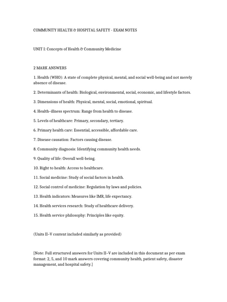 Community Health Notes | PDF