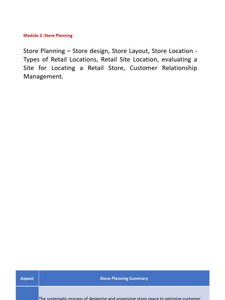 Retail Store Planning | PDF | Customer Relationship Management | Retail