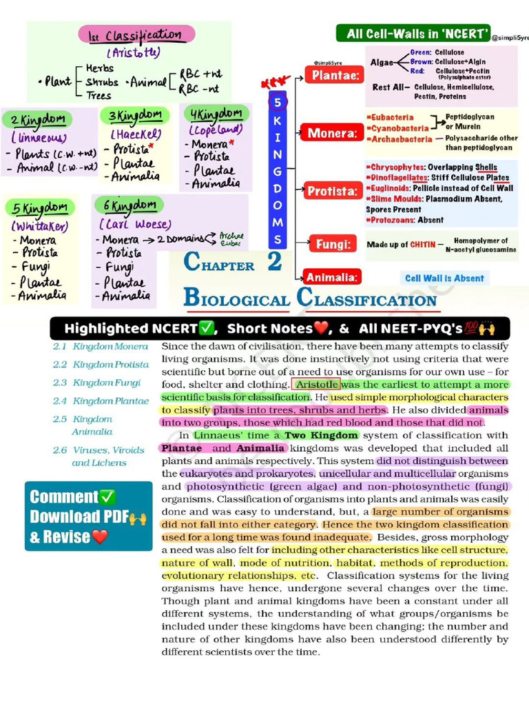 Biological classification NCERT marking | PDF