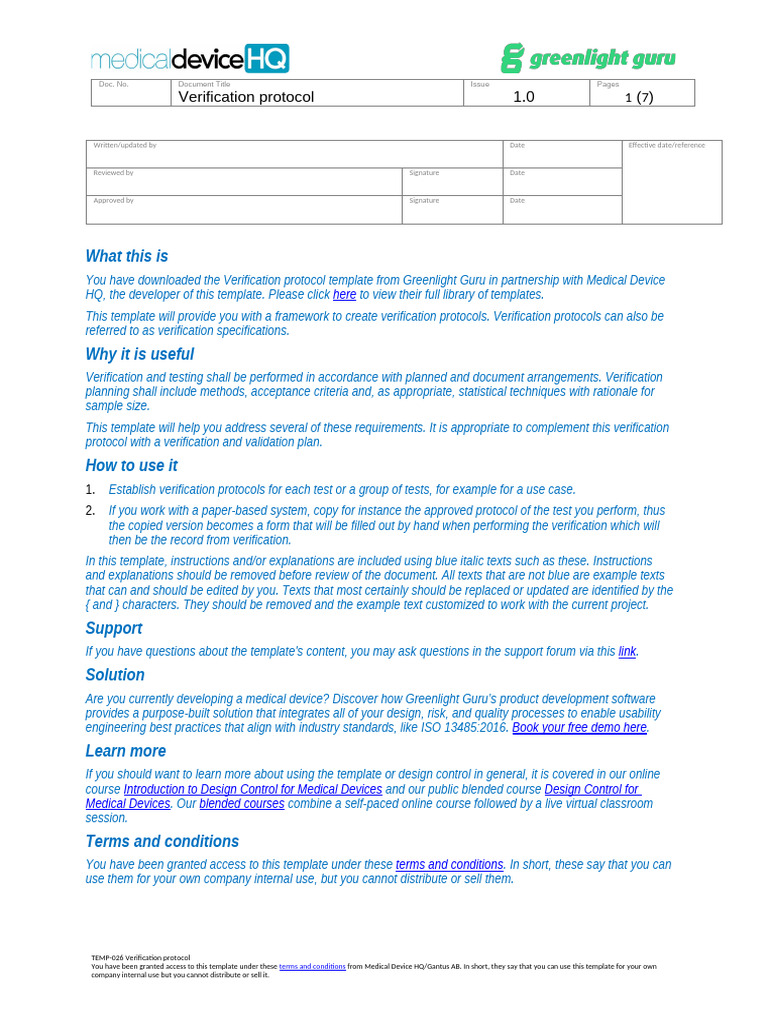 Verification Protocol Template (1) | PDF | Verification And Validation ...