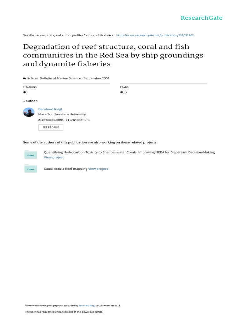 Degradation of Reef Structure Coral and Fish Commu | PDF | Reef | Coral