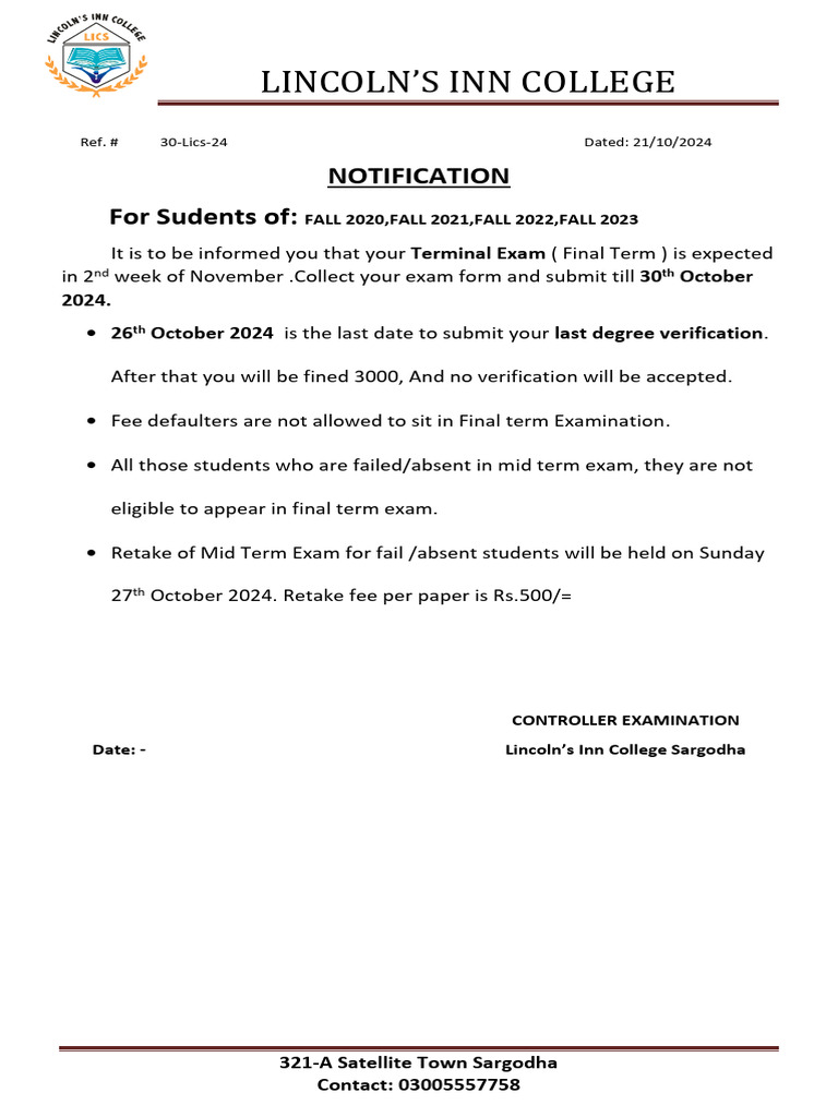 Notification 1 | PDF