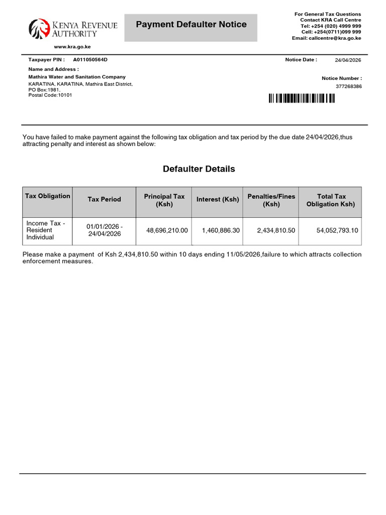 Payment Defaulter Notice | PDF