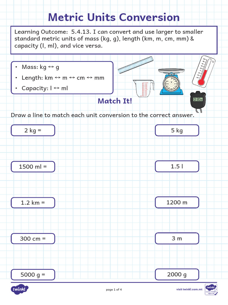 Maths Activity Sheet i Metric Units | PDF