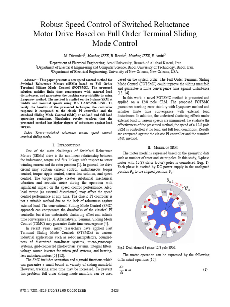 Robust Speed Control of Switched Reluctance Motor Drive Based on Full ...