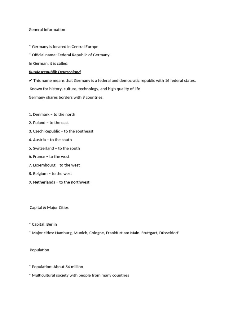 General Information Germany | PDF